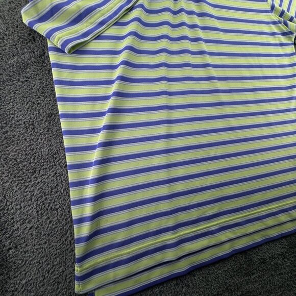 Footjoy Men Striped Purple Green Polo Shirt Medium Stretch Golf Adult S/S - Picture 14 of 15